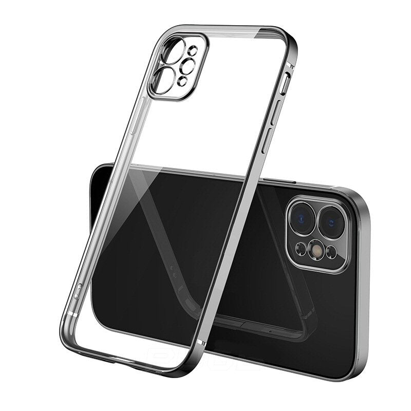 Case For iPhone 12 Pro Bulk Pack of 10 X Clear Silicone With Black Edge Case Cover FoneFunShop