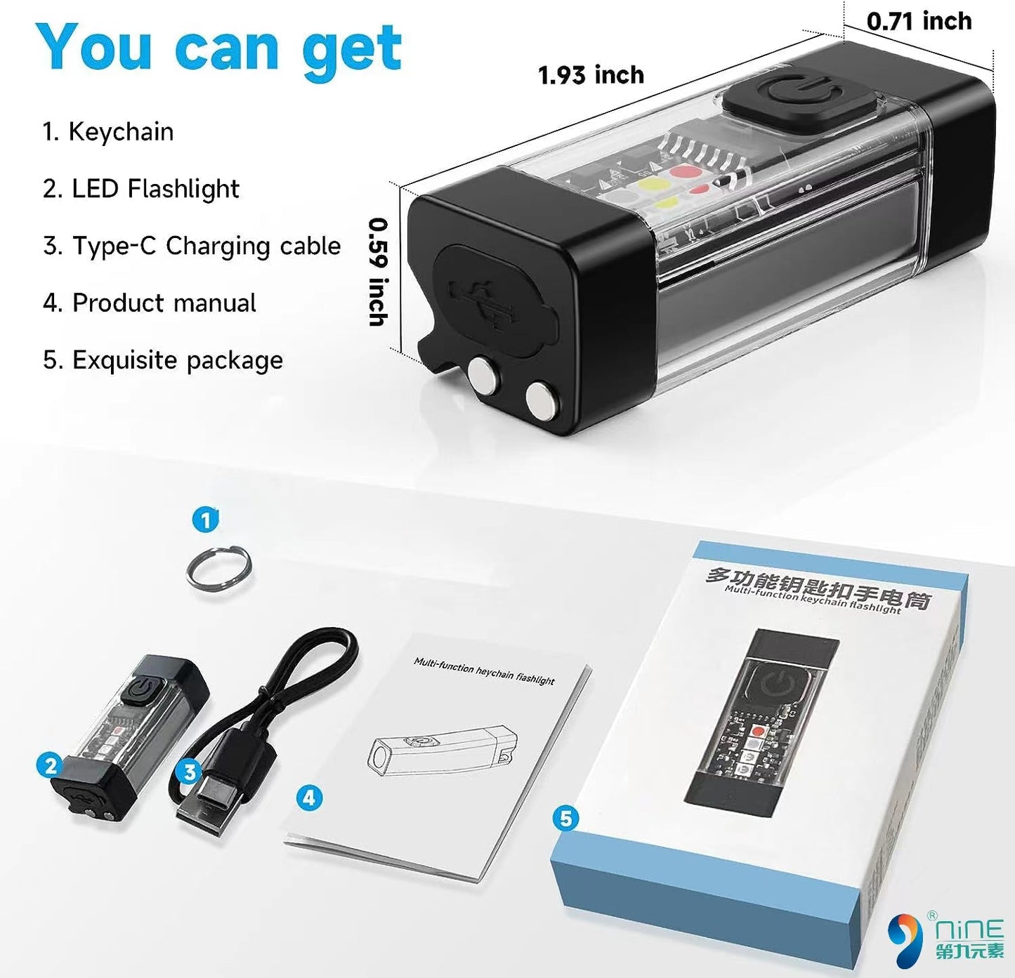 Mini Torch Flash Light Rechargeable Multipurpose Keychain EDC Flash Light FoneFunShop