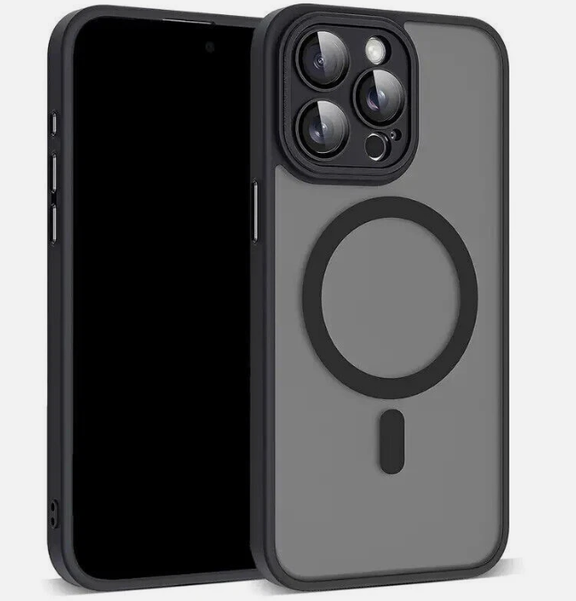 Case For iPhone 14 Pro Magnetic Translucent Shockproof TPU Phone Cover Skin Magsafe Compatible Matte Black Case Cover FoneFunShop