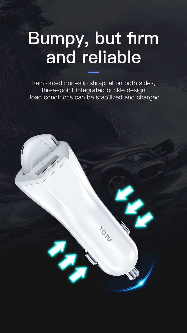 Car Charger With Bluetooth Earpiece TOTU Earpiece FoneFunShop