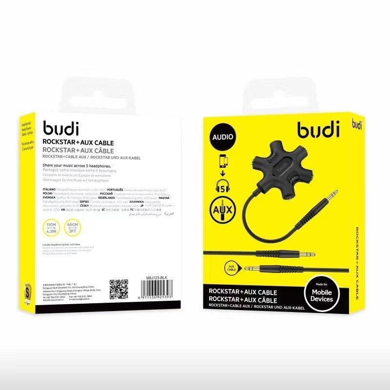 5 Way Headphone Splitter Rockstar and AUX Cable Budi Cable FoneFunShop