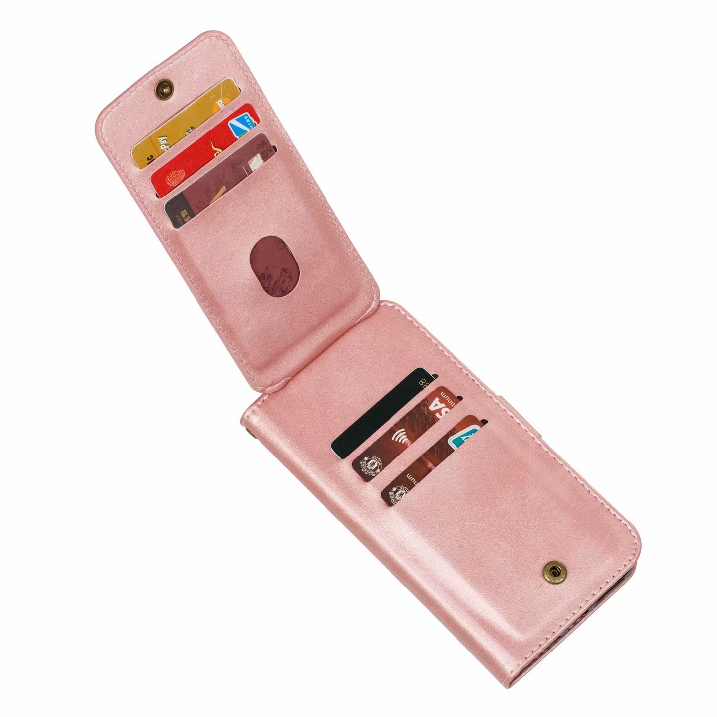 Flip Case For iPhone 13 Pro Max Wallet with Zip and Card Holder Pink Case Cover FoneFunShop