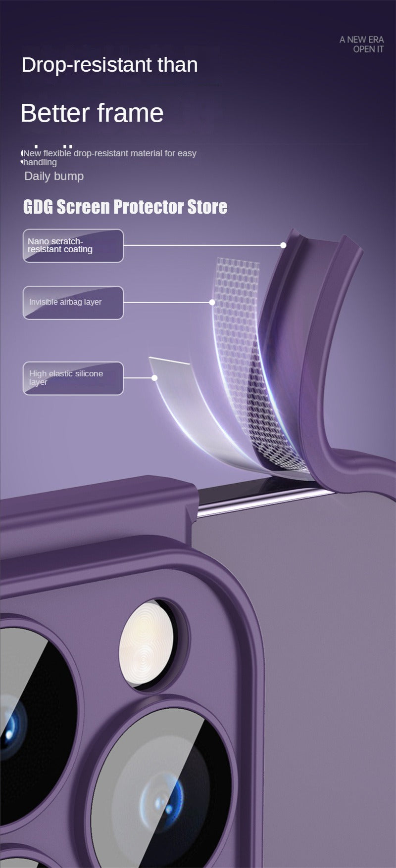 Corner Pad Protection For iPhone 13 Pro in Purple Case Cover FoneFunShop