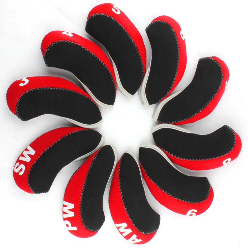 Golf Club Iron Head Covers Protector Headcover Set in Red 10 Pcs Golf Accessorise FoneFunShop