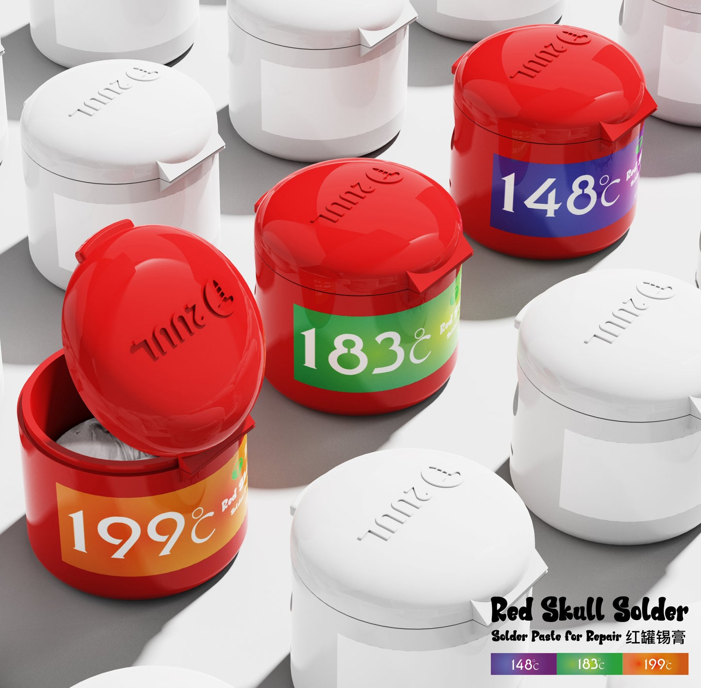 2UUL BGA Solder Paste Red Skull 148 183 199 Degrees For IC Chip Repair Pack Of 3 Solder FoneFunShop