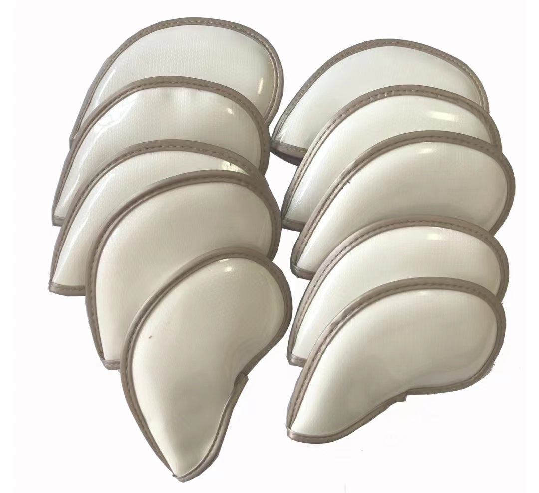 Leather Golf Club Headcovers Irons Set 10 Pcs Club Iron Head Covers in White Golf Accessorise FoneFunShop