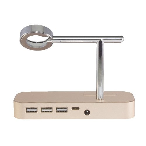 Stand For iPhone Apple Watch Coteetci Aluminium Base Hub Charging Dock Gold FoneFunShop
