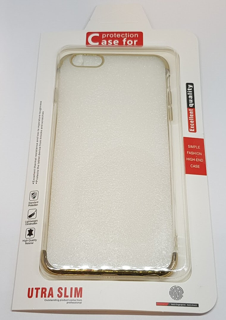 Case For iPhone 6s Plus Clear With Gold Trim and Gold Buttons Case Cover FoneFunShop