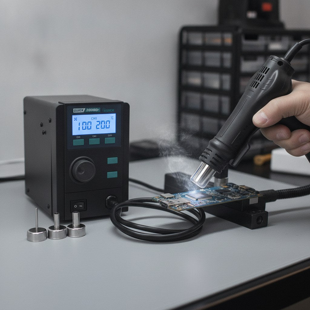 QUICK 2008D+ Desoldering Rework Station Hot Air Gun For Mobile Phone Repair 220V Solder FoneFunShop