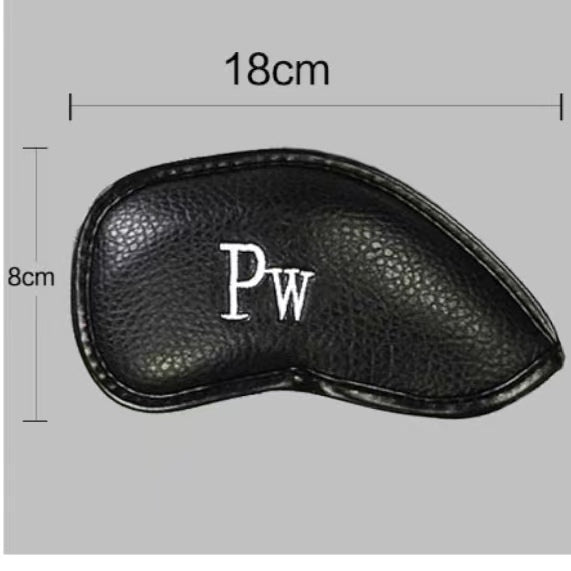 Leather Golf Club Headcovers Irons Set 12 Pcs Club Iron Head Covers in Khaki Golf Accessorise FoneFunShop