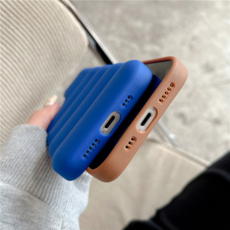 Case For iPhone 13 Pro Max Blue Puffer Down Jacket Case Cover FoneFunShop