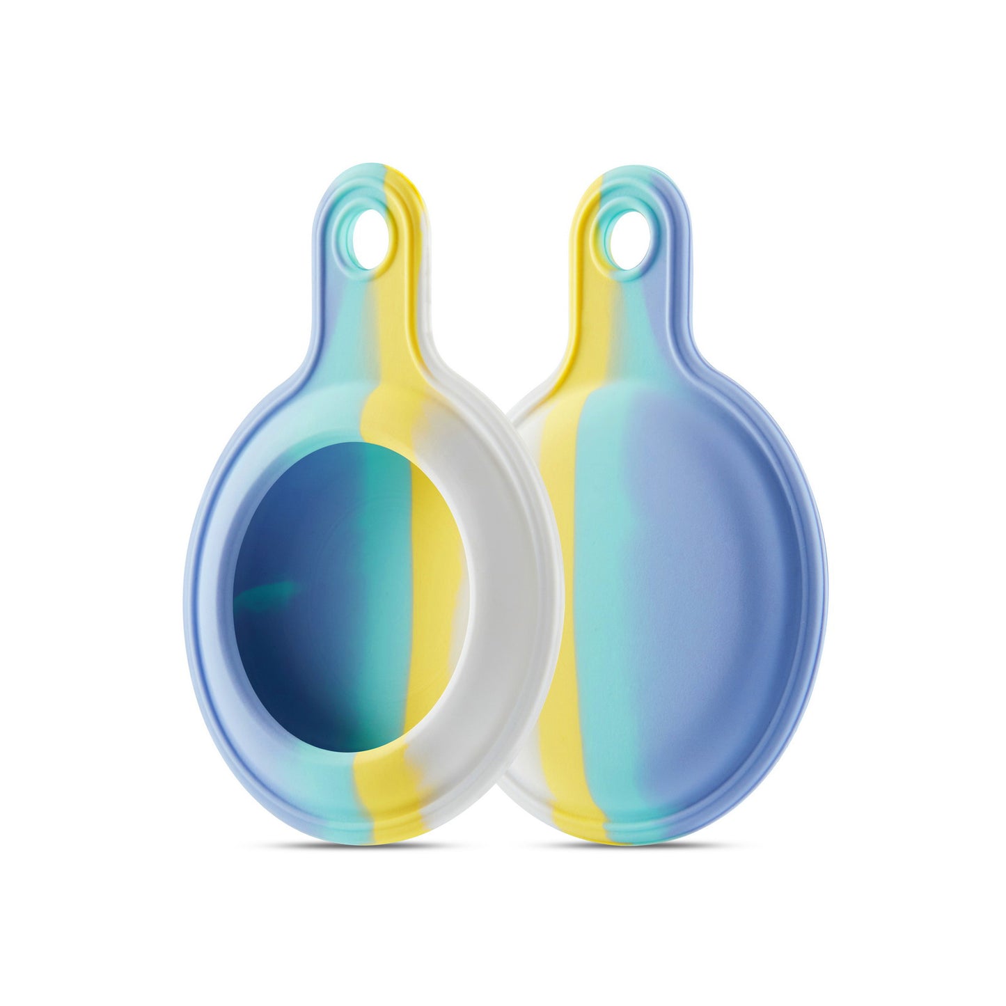 Holder Case For AirTag Silicone Protector in Rainbow Pastel Blue Case Cover FoneFunShop