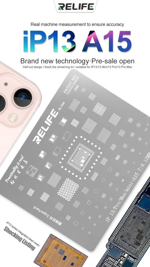 Reballing Stencil For iPhone 13 Pro Max Mini Relife RL044 A15 Stencil FoneFunShop
