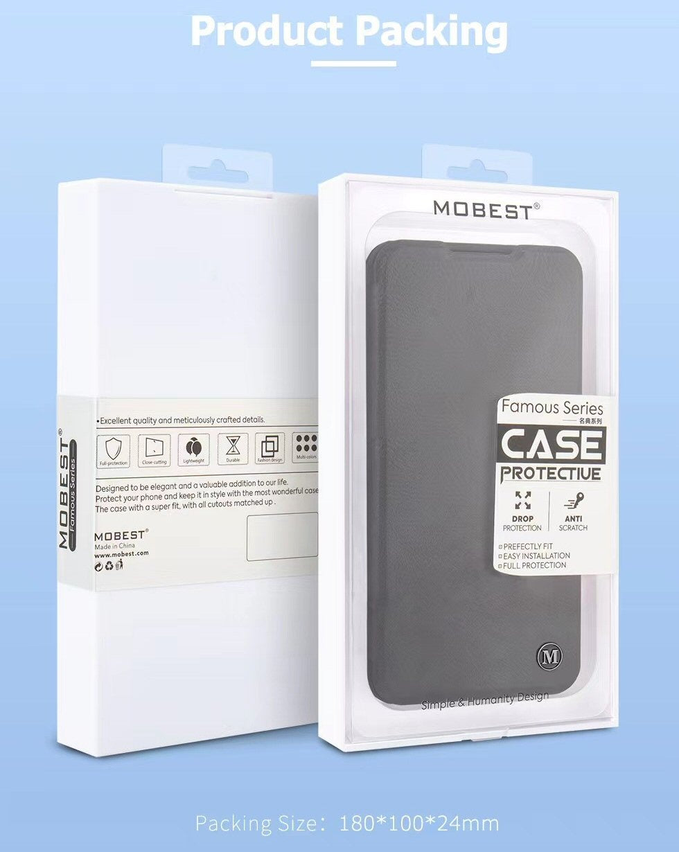 Leather Flip Case with Stand and Camera Protection For iPhone 15 in Blue Camera FoneFunShop