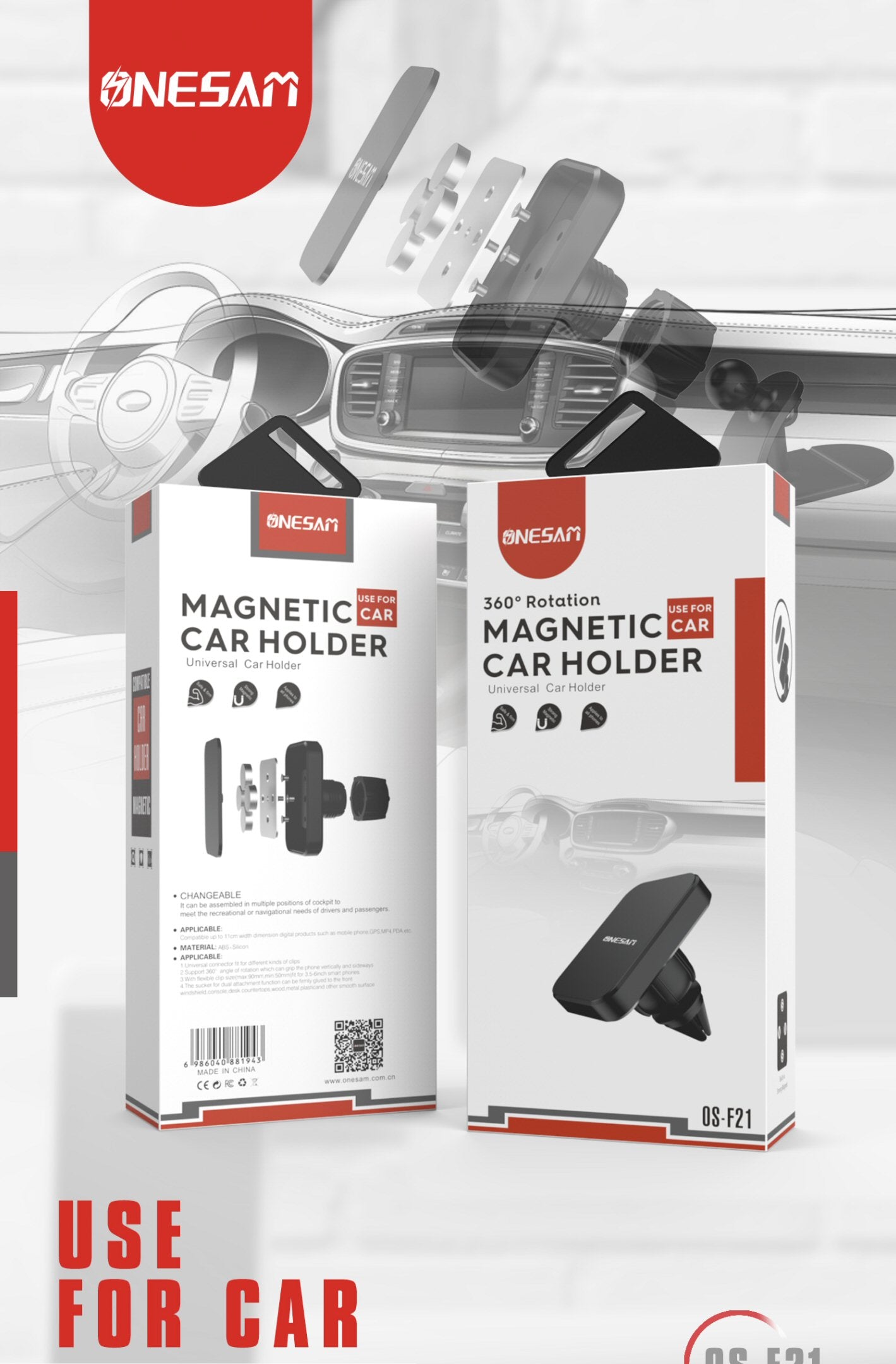 Magnetic Car Vent Holder ONESAM OS F21 Universal Phone Holder FoneFunShop