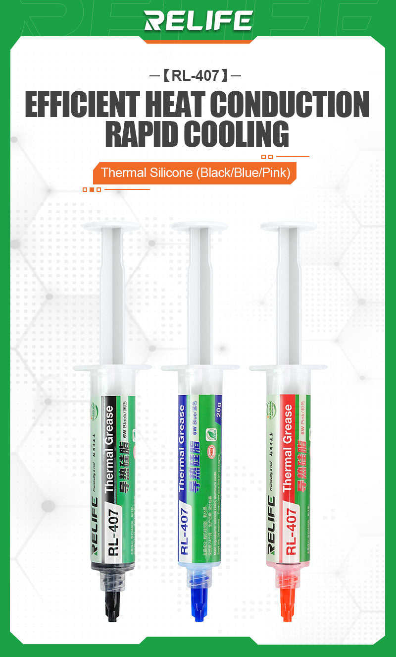 Thermal Cooling Gel Relife RL407 For Phone CPU Heat Dissipation 20g Black Relife FoneFunShop