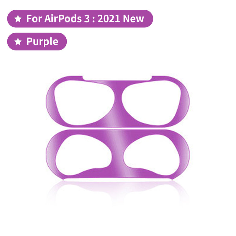 Seal Protection For Airpod 3 Metal Dust Proof Guard Sticker in Purple Protector FoneFunShop