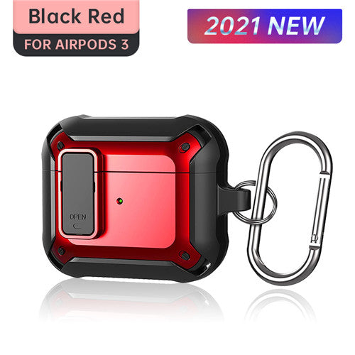 Case For Apple Airpod 3 Rugged 360 Protection in Black Red Case Cover FoneFunShop