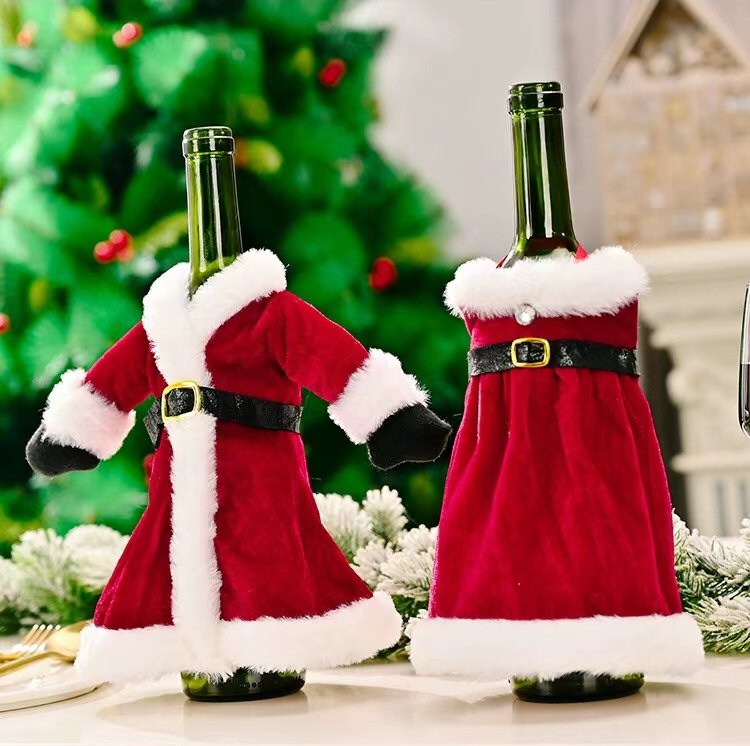 Festive Christmas Wine Bottle Cover Mr and Mrs Claus Christmas FoneFunShop