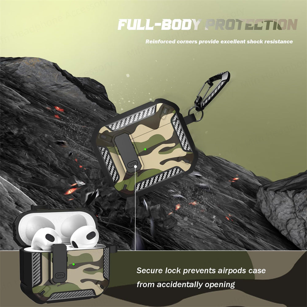 Case For Apple Airpods 4 Secure lock design (USB C) in Camouflage Storm Grey Case Cover FoneFunShop