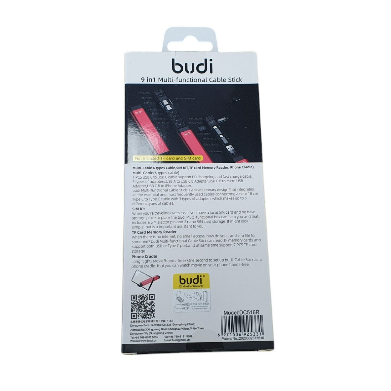 Budi Universal Travel USB Cable Adapter Set, Phone Charging, Data Sync & OTG - Red Cable FoneFunShop