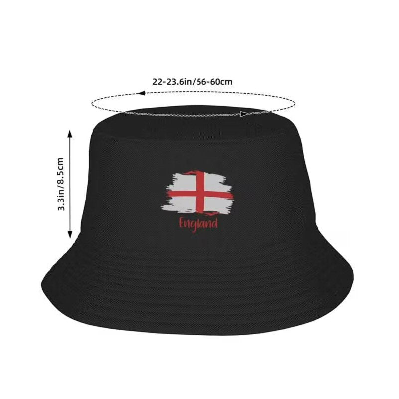 England Flag Bucket Hat Saint George Cross Unisex Fit for Men and Women - Black Hat FoneFunShop