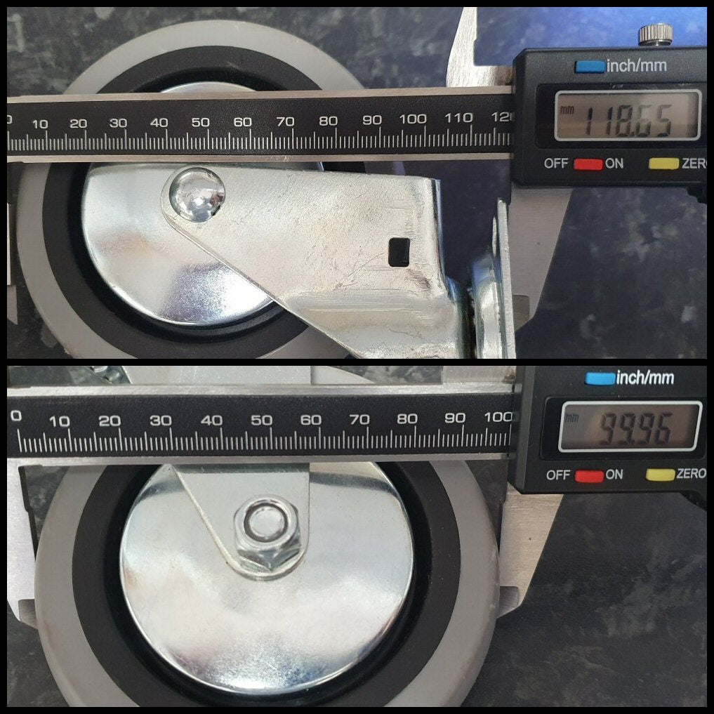 4 inch Wheel Swivel Trolley Caster Rubber with Brake 100mm On Plate 50kg Grey (Pack of 4 Wheels) Wheel FoneFunShop