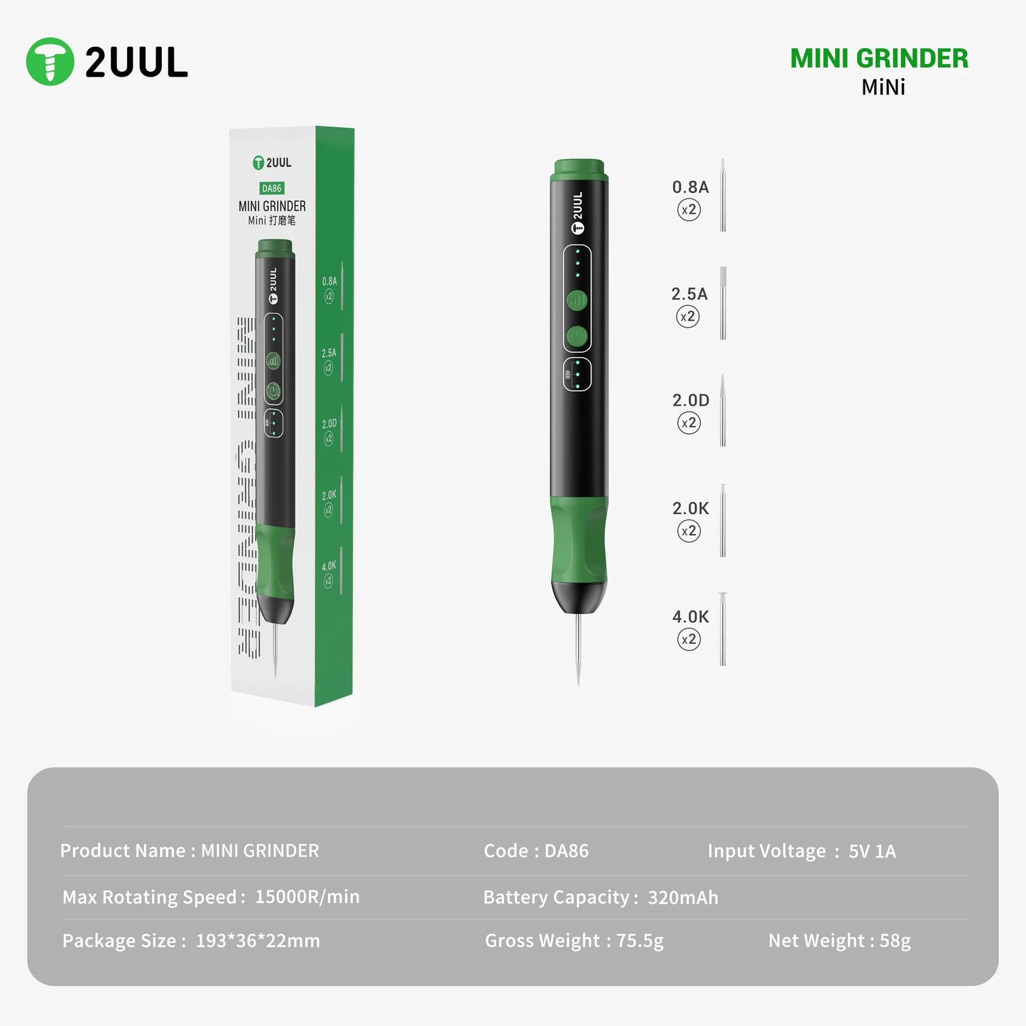 2UUL DA86 Mini Grinding Pen Rechargeable Drill For Phone Repair 2uul FoneFunShop