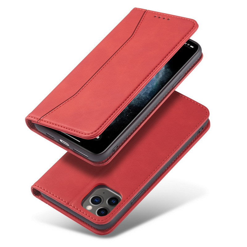 Flip Case For iPhone 15 Leather Multi Card Holder Phone Case Stand in Red Case Cover FoneFunShop