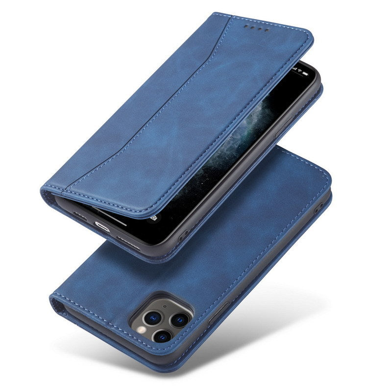 Flip Case For iPhone 15 Pro Leather Multi Card Holder Phone Case Stand in Blue Case Cover FoneFunShop