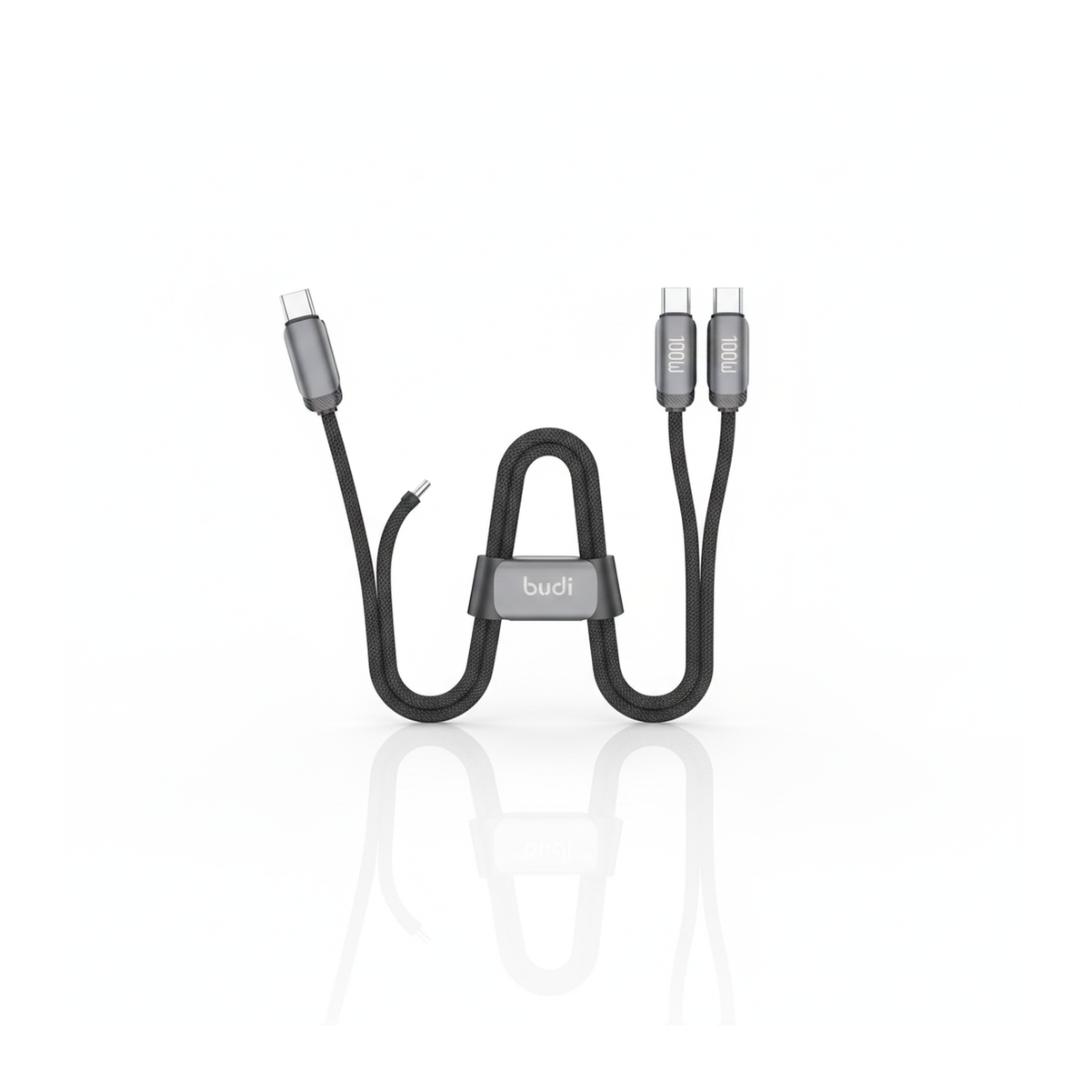 Budi 1.2M USB-C to Dual USB-C Cable 100W PD 2 in 1 Braided - hero