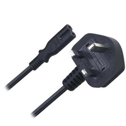 C7 Figure 8 To UK 1.5M Lead 3 Pin Mains Power Cable Black Cable FoneFunShop