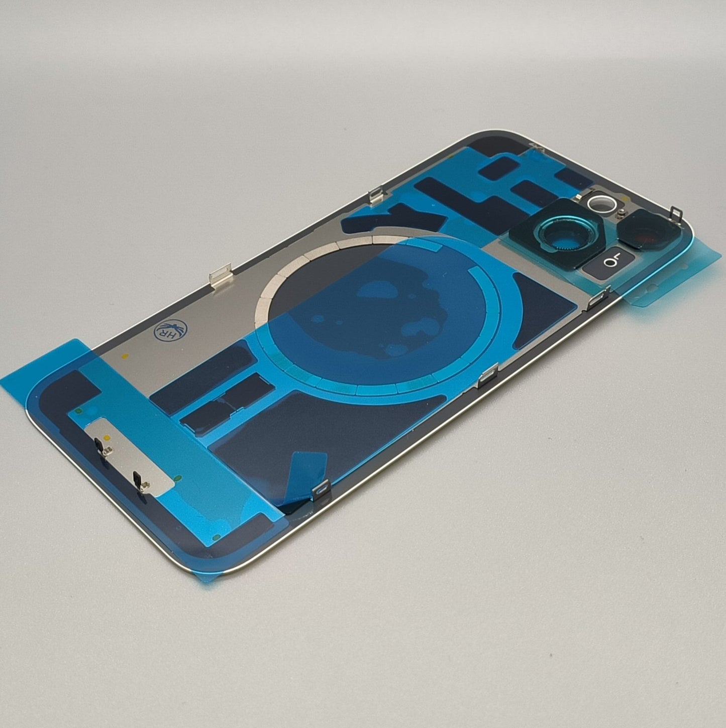 Glass Back For iPhone 14 Starlight White Battery Door Camera Lens Bezel Magnetism Ring + Metal Plate Plain Without Logo Battery FoneFunShop