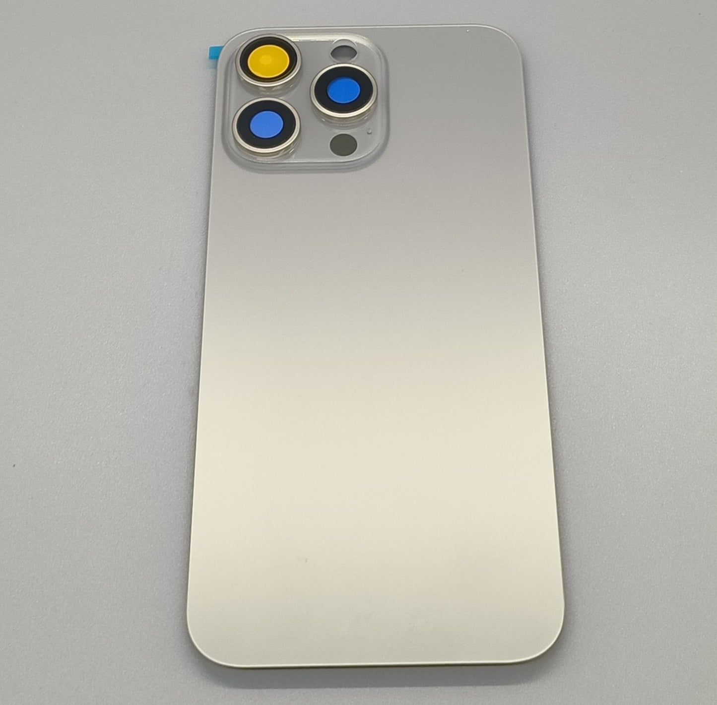 Glass Back For iPhone 15 Pro Max Natural Titanium Battery Door Camera Lens Bezel Magnetism Ring + Metal Plate Plain Without Logo Battery FoneFunShop