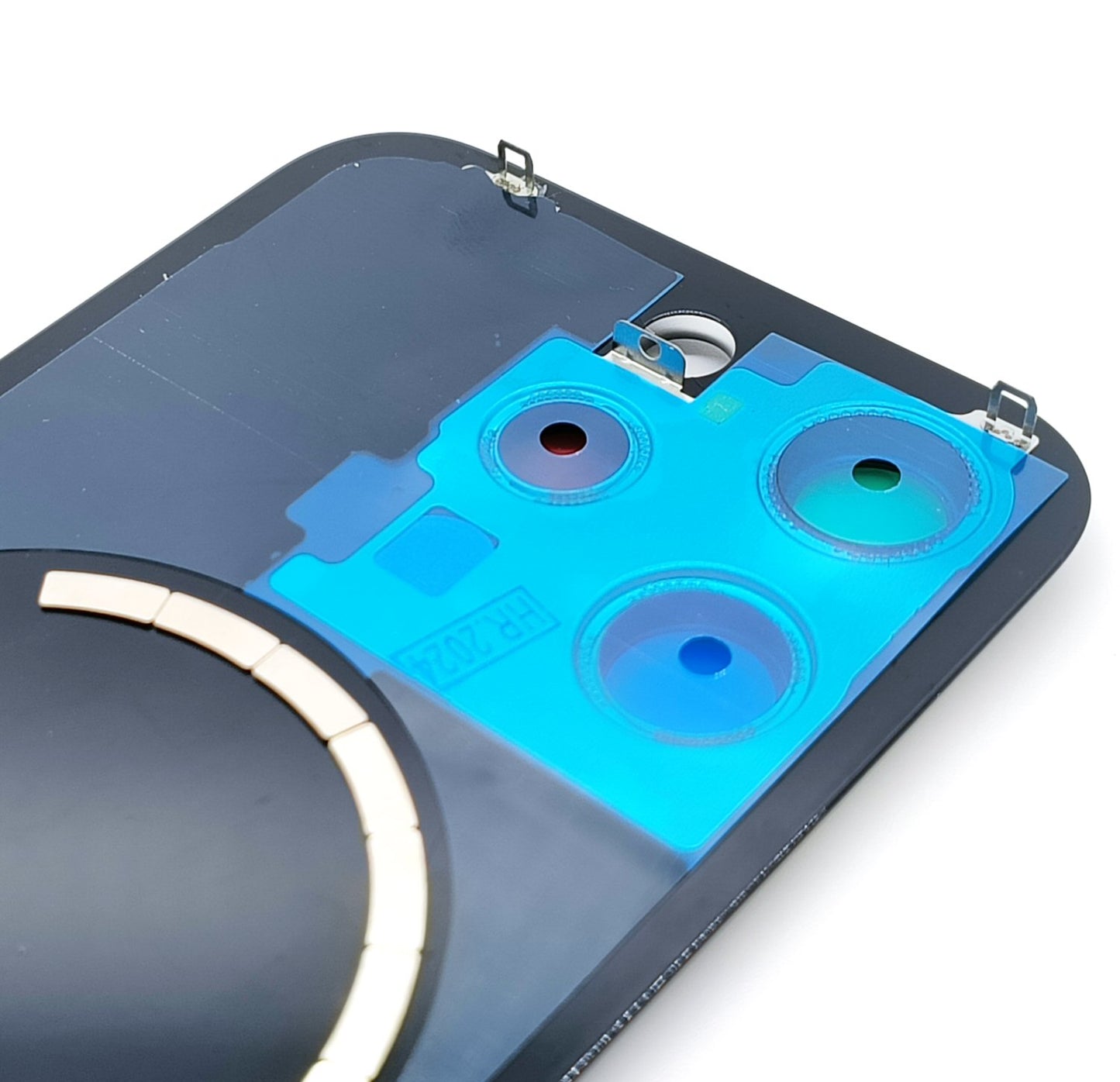 Glass Back For iPhone 15 Pro Black Titanium Battery Door Camera Lens Bezel Magnetism Ring + Metal Plate Plain Without Logo Battery FoneFunShop