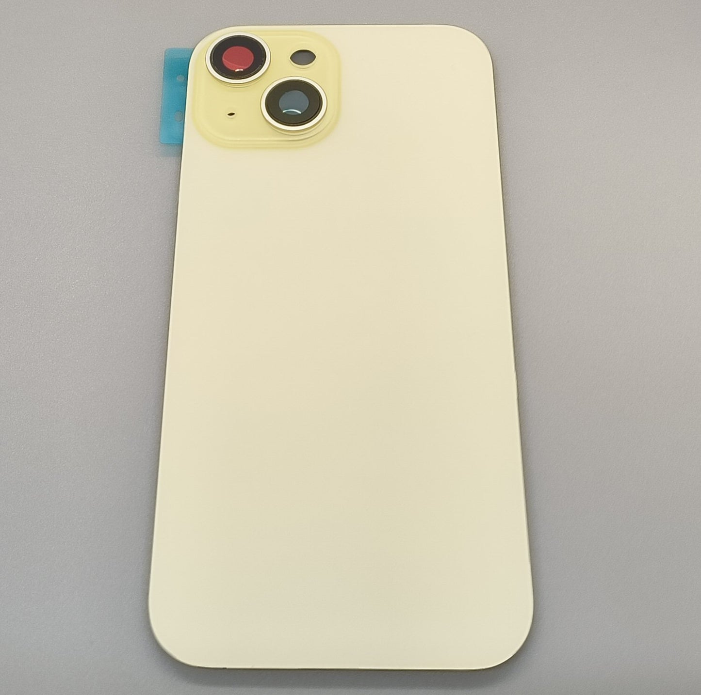 Glass Back For iPhone 15 Yellow Battery Door Camera Lens Bezel Magnetism Ring + Metal Plate Plain Without Logo Battery FoneFunShop