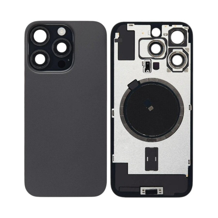 Glass Back For iPhone 16 Pro Max Black Titanium Plain with Camera Lens No Logo Back Glass FoneFunShop