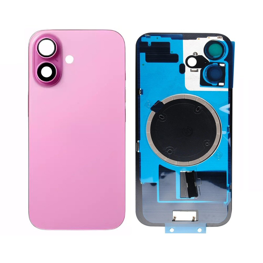 Glass Back For iPhone 16 Plus Pink Plain with Camera Lens No Logo Back Glass FoneFunShop