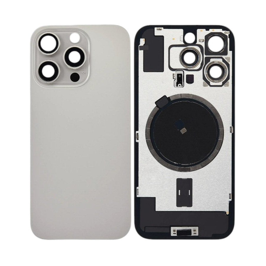 Glass Back For iPhone 16 Pro Natural Titanium Plain with Camera Lens No Logo Back Glass FoneFunShop