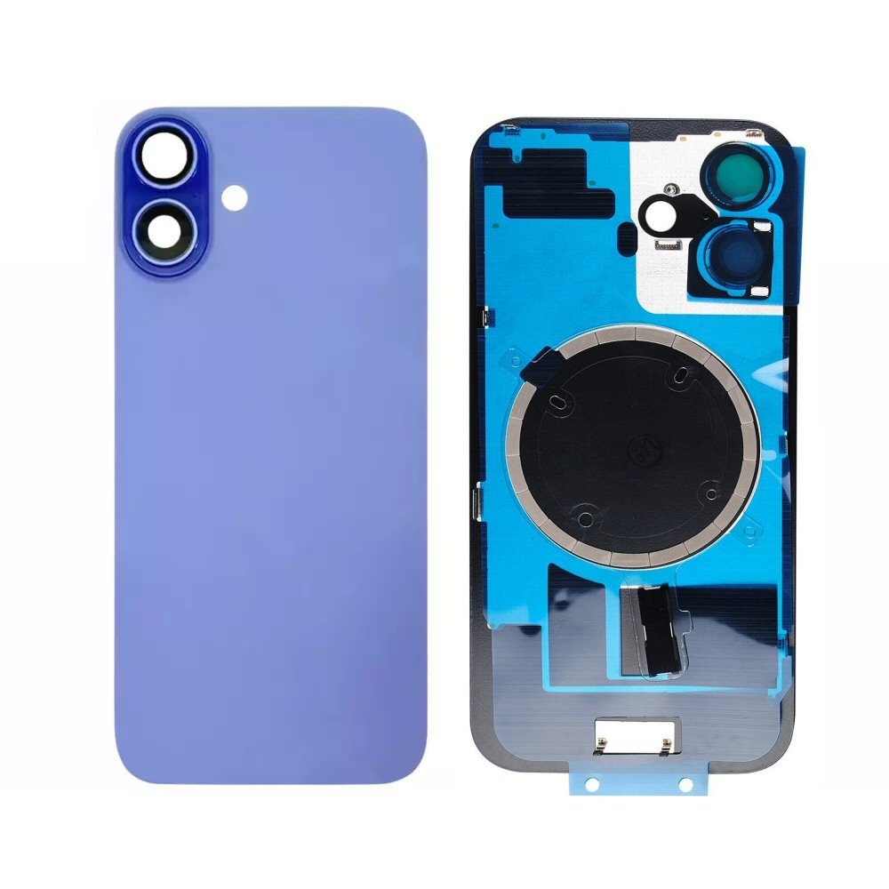 Glass Back For iPhone 16 Plus Ultramarine Plain with Camera Lens No Logo Back Glass FoneFunShop