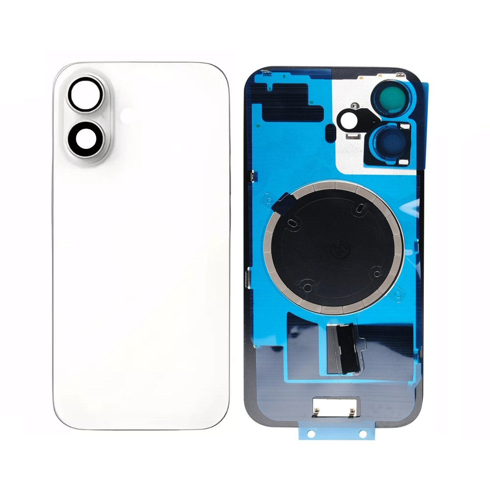Glass Back For iPhone 16 Plus White Plain with Camera Lens No Logo Back Glass FoneFunShop