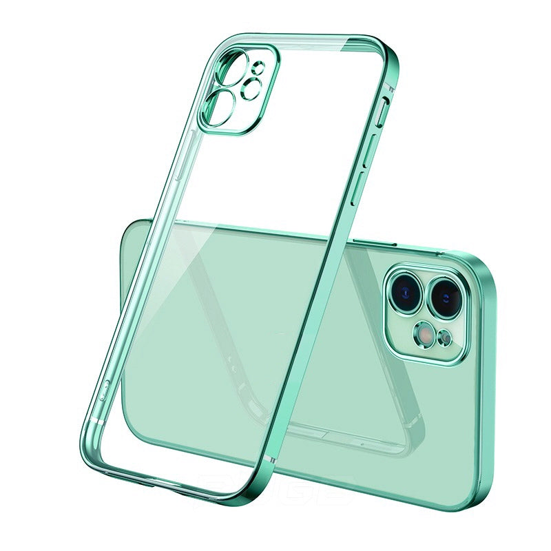 Case For iPhone 12 Mini Clear Silicone With Green Edge Case Cover FoneFunShop
