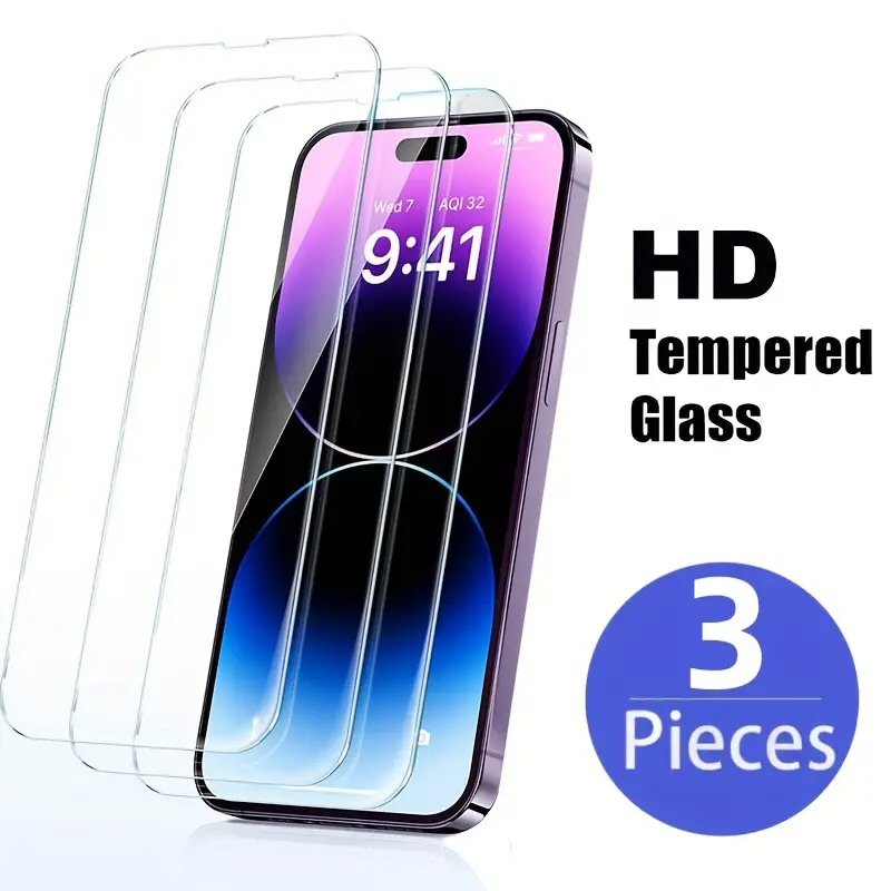 Screen Protectors For iPhone 14 13 13 Pro Triple Pack 3 x Full Cover Screen Protector FoneFunShop