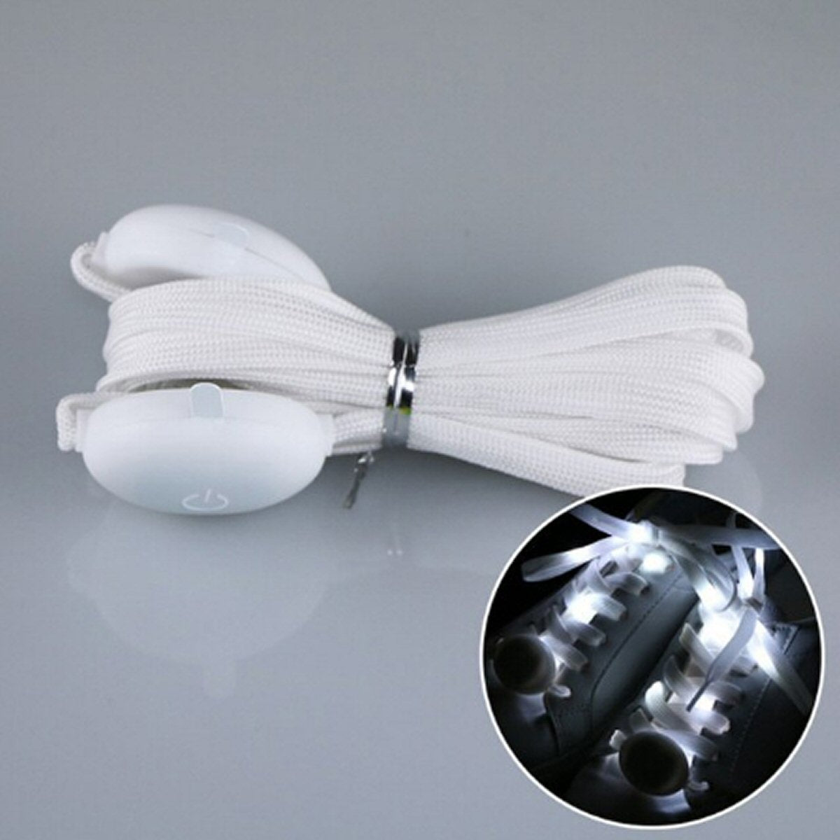 LED Shoe Laces Flash Light Up Cool White Glow Flashing Shoelaces White Flash Light FoneFunShop