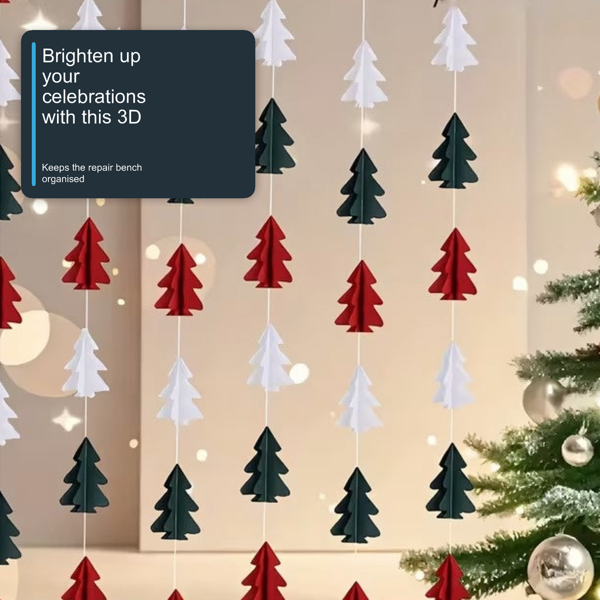 3D Christmas Tree Paper Garland Multi-Colour Hanging Party Decorations - 10PCS Christmas FoneFunShop