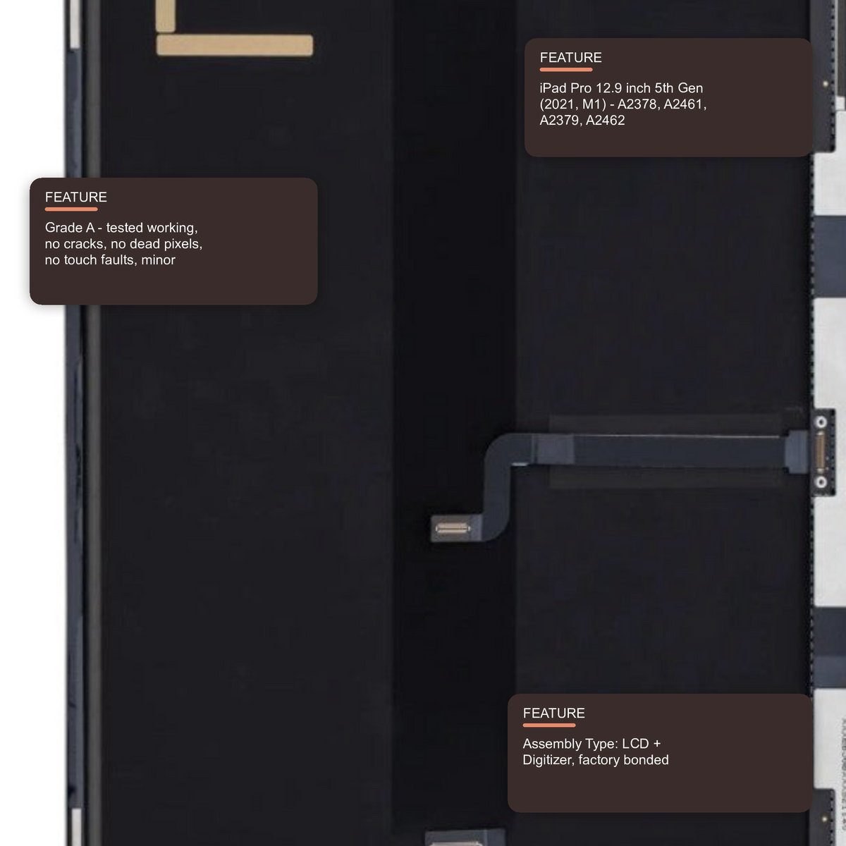 LCD Assembly With Digitizer For iPad Pro 12.9" 5th Gen (2021) / Pro 12.9" 6th Gen (2022) OEM Pull: Grade A Digitizer FoneFunShop