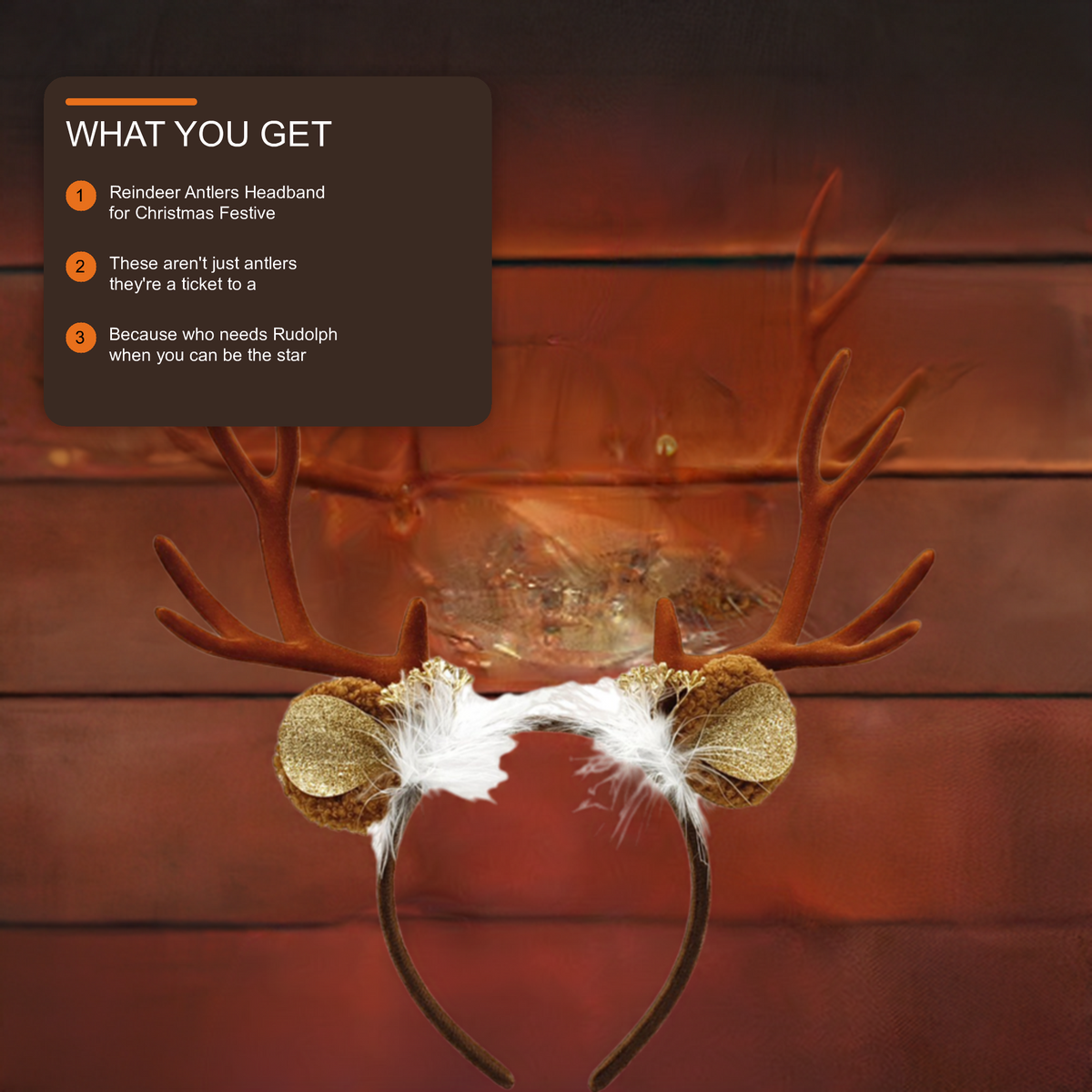 Reindeer Antlers Headband for Christmas Festive Brown Christmas FoneFunShop