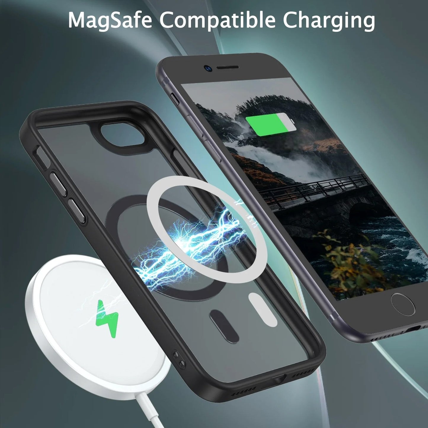 Case For iPhone 8 / SE2 / SE3 Translucent Shockproof TPU Phone Cover Skin Magsafe Compatible Matte Black Case Cover FoneFunShop