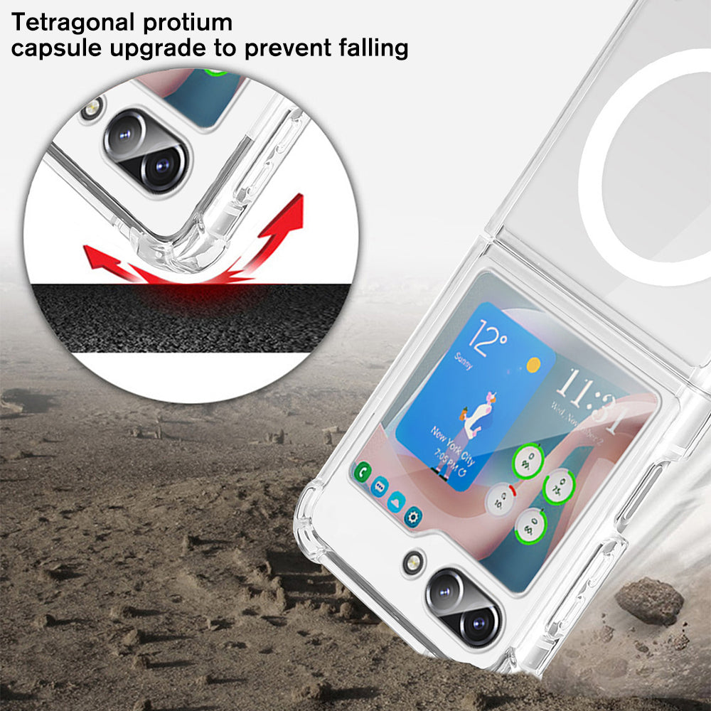 Case For Samsung Z Flip 5 Transparent Magnetic Case Cover FoneFunShop