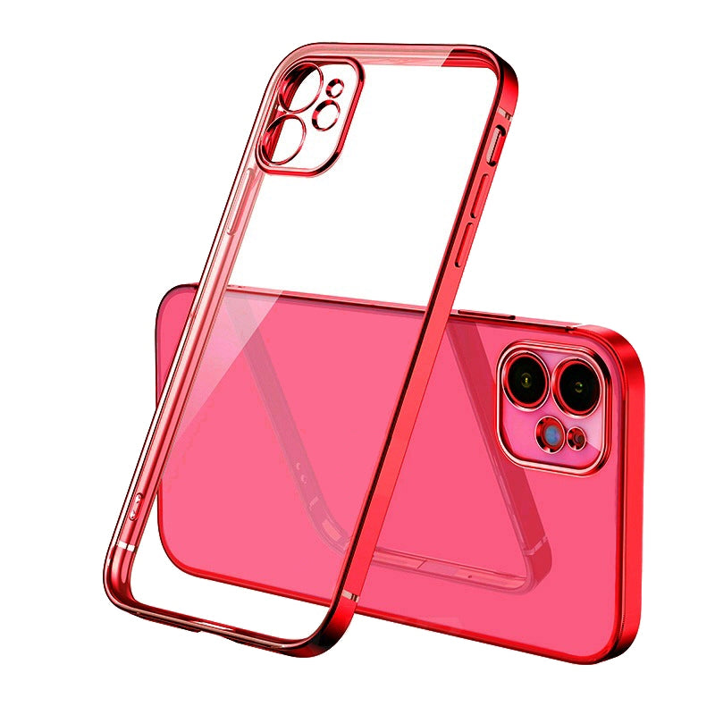 Case For iPhone 12 Clear Silicone With Red Case Cover FoneFunShop
